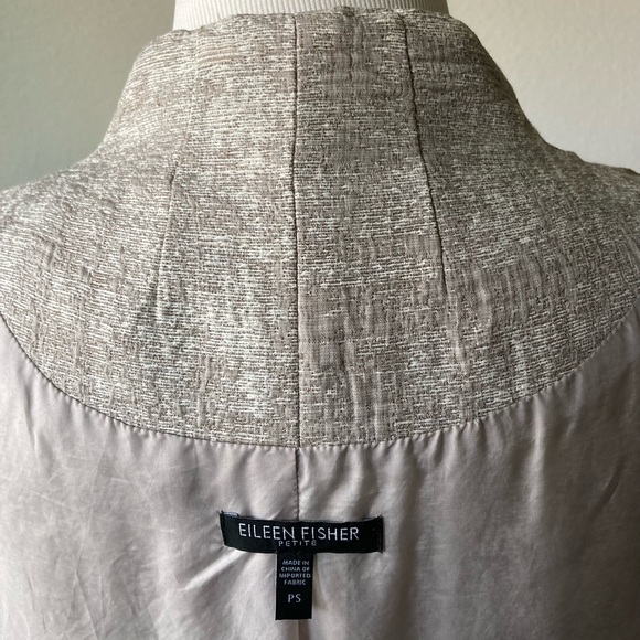 Eileen Fisher Beige Ivory 54% Cotton 26% Polyester Long Jacket size PS - Picture 10 of 12